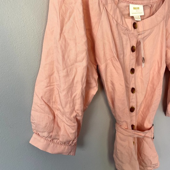 NWT Anthropologie Maeve Alanis Belted Button Top Shirt Blouse Women's Size 4 - Picture 7 of 16